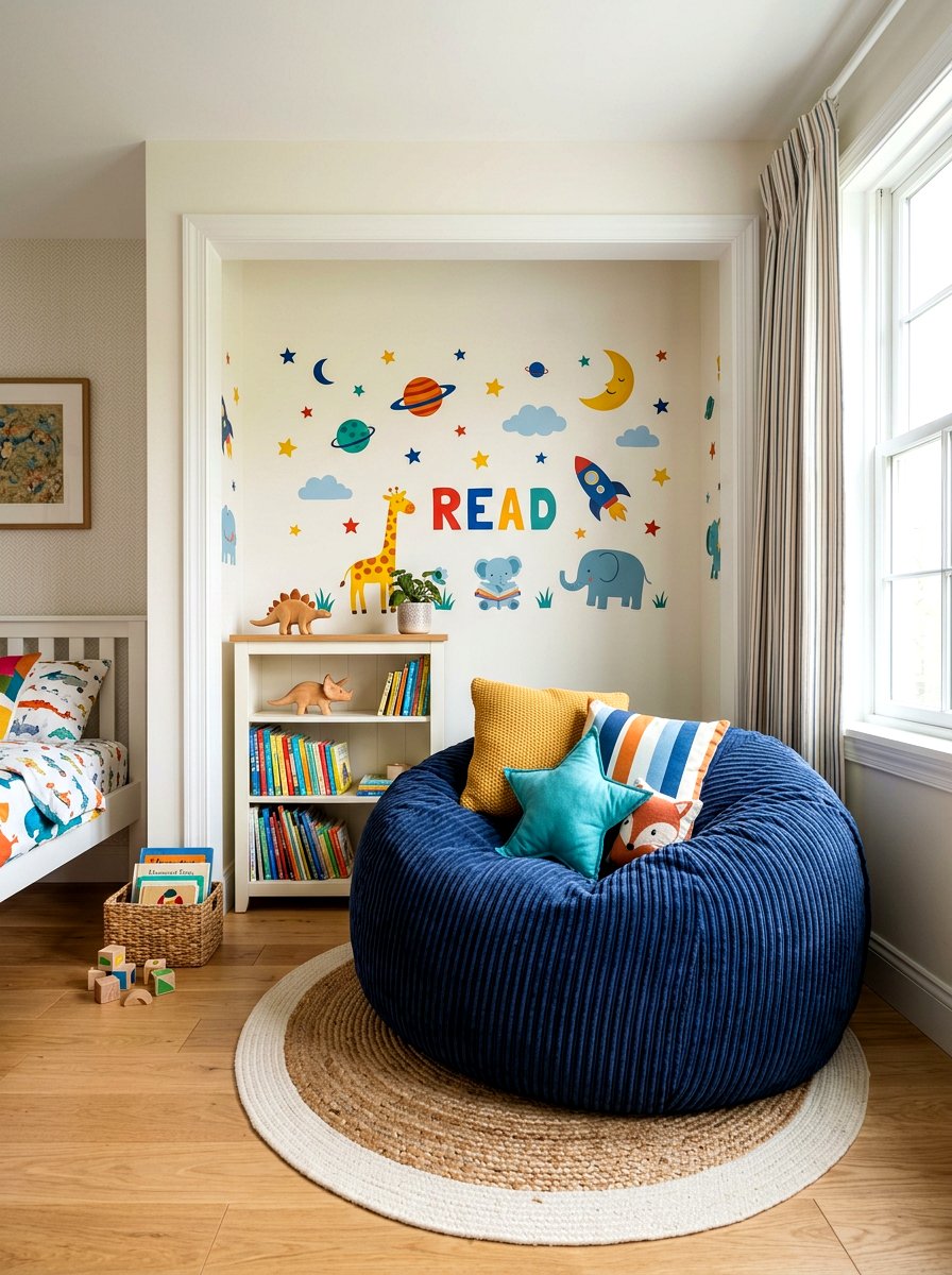 Kids bean bag - 30 bedroom alcove seating ideas