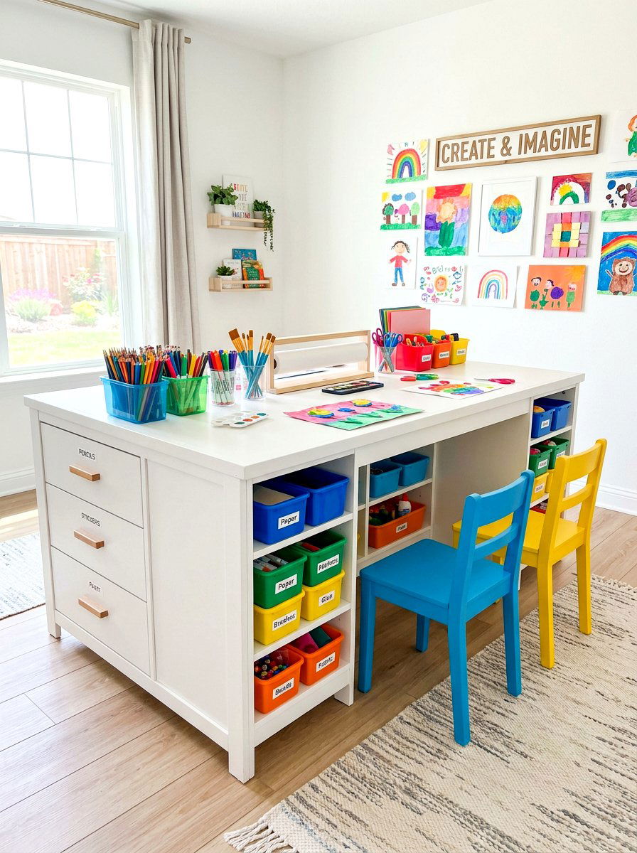 Kids craft table with storage - 30 kids craft room ideas