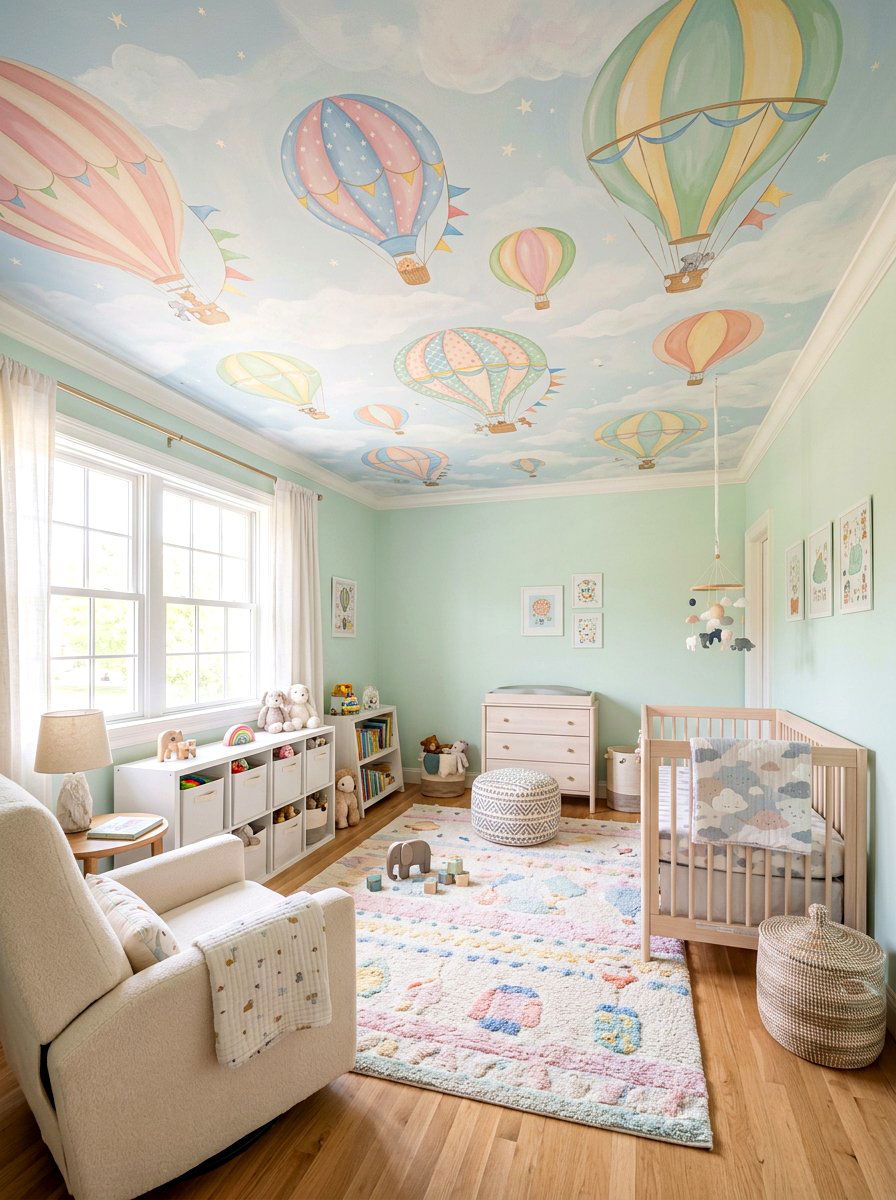 Kids nursery ceiling mural - 30 ceiling mural ideas