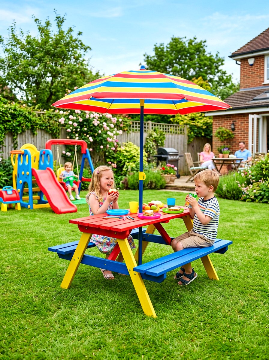 Kids picnic table - 30 backyard picnic area ideas
