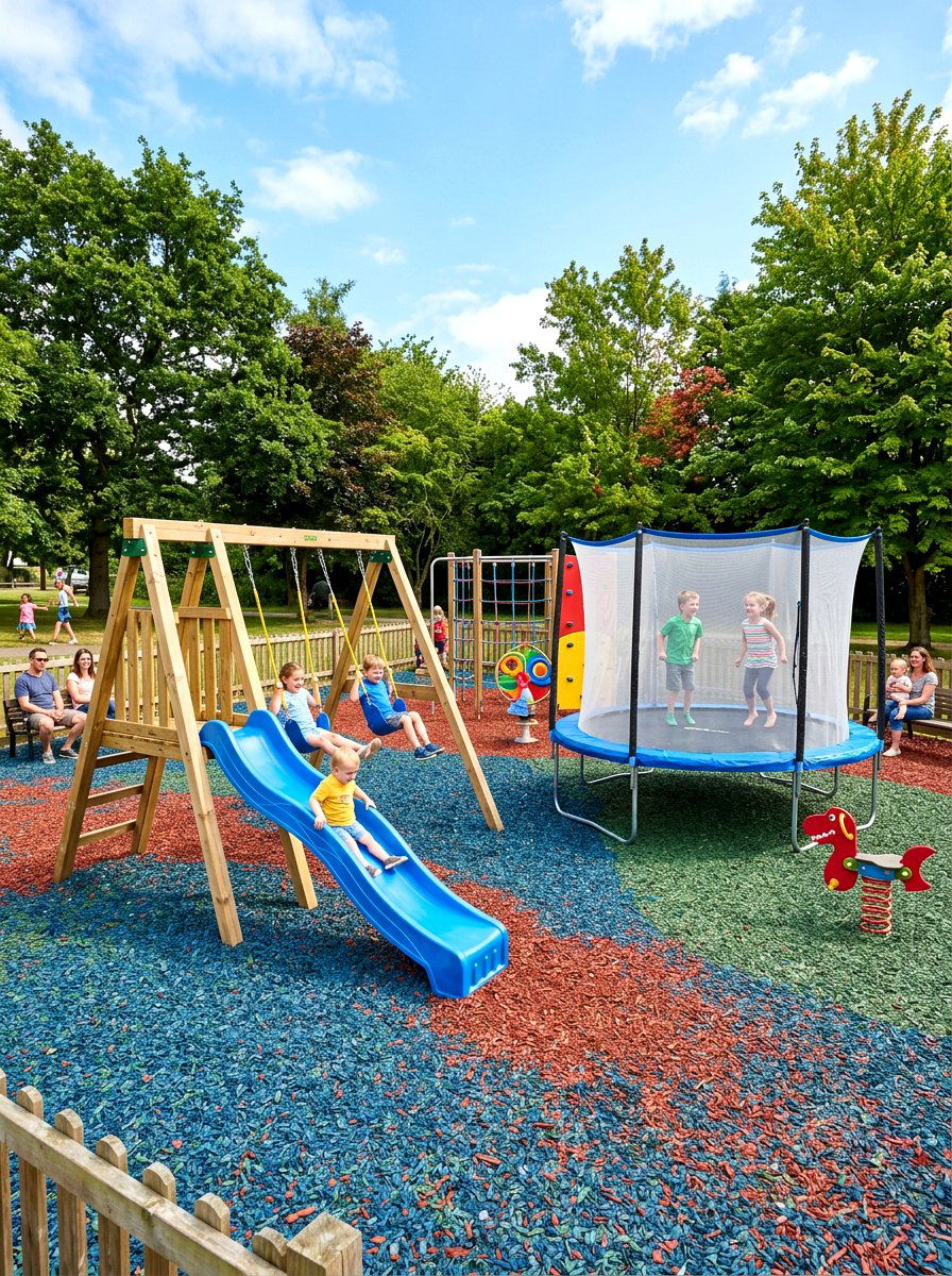 Kids play zone trampoline - 30 trampoline landscaping ideas