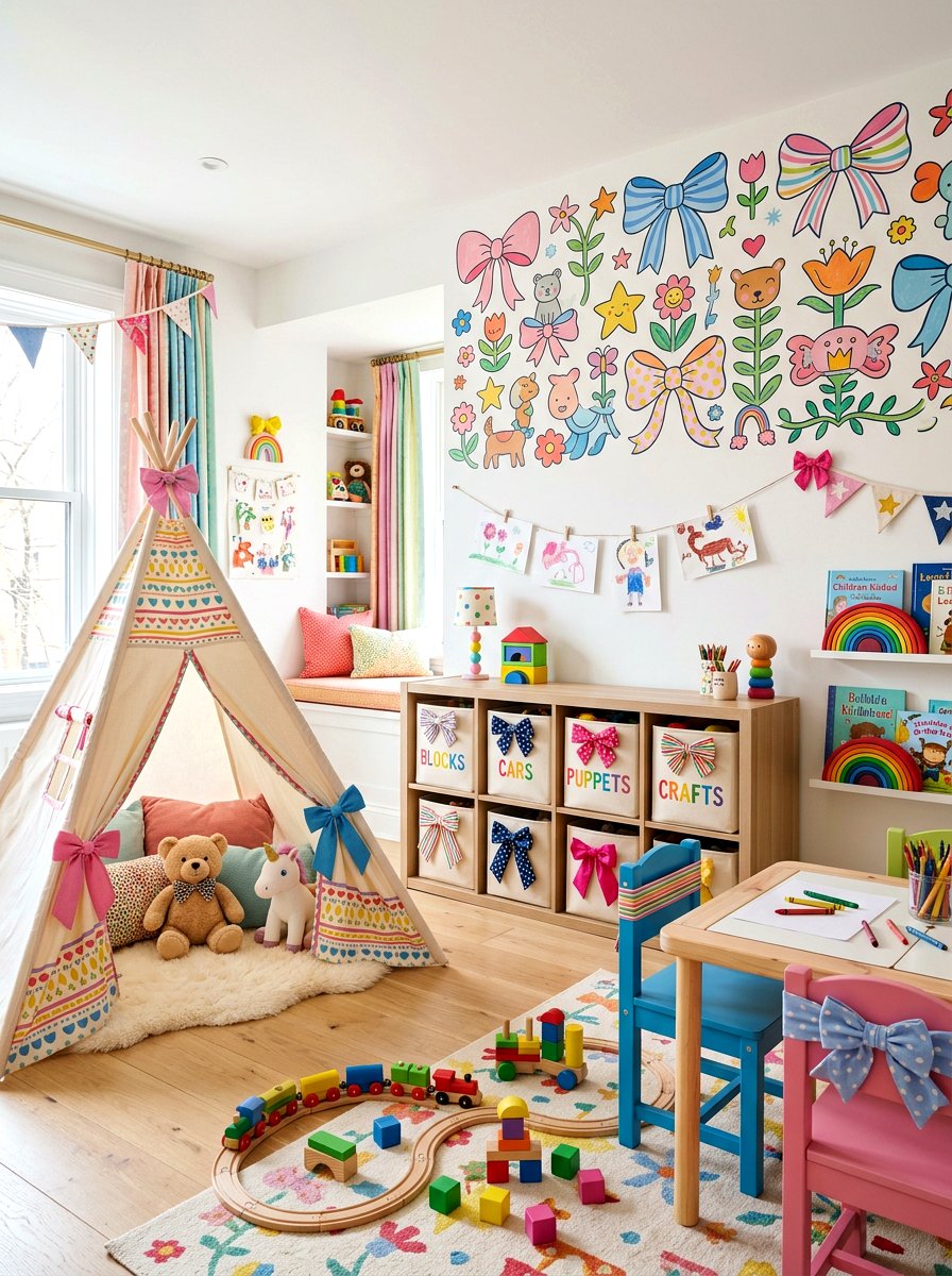 Kids playroom bows - 30 bow decor ideas