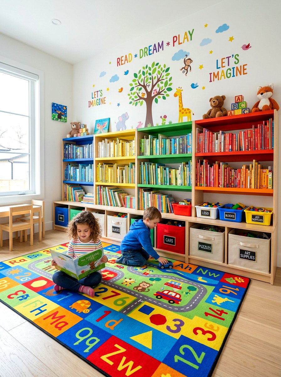 Kids playroom library wall - 30 library wall ideas