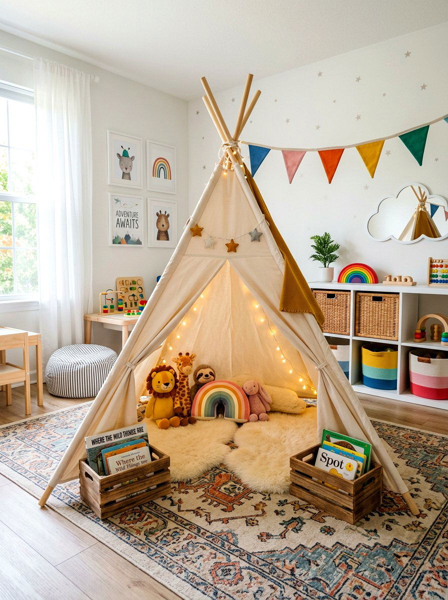 Kids teepee tent - 30 book nook ideas