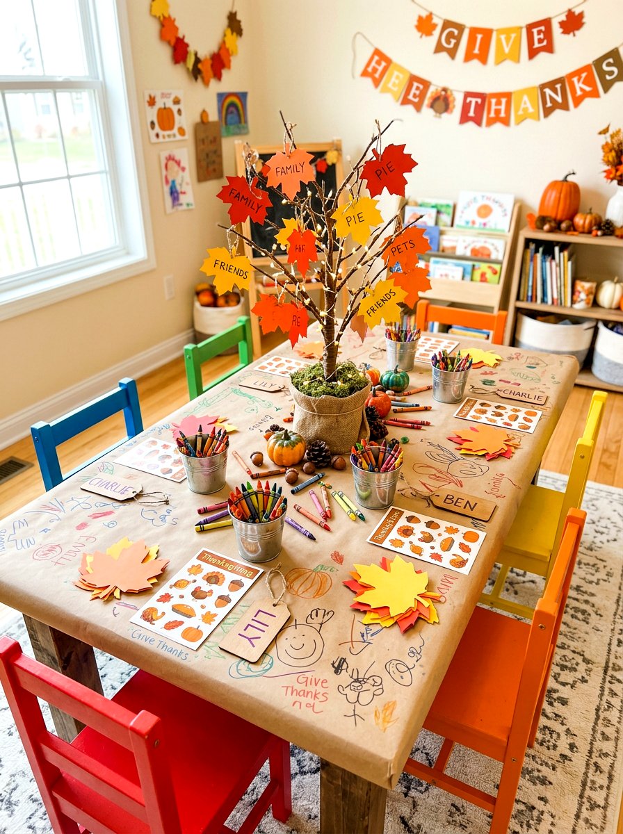 Kids thanksgiving activity table - 30 Thanksgiving brunch table ideas