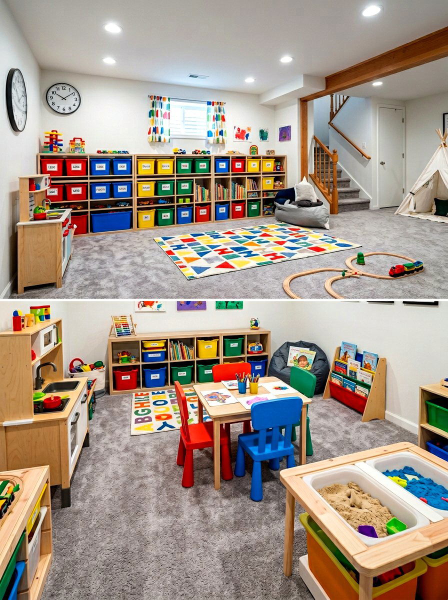 Kids toy storage - 30 basement storage wall ideas