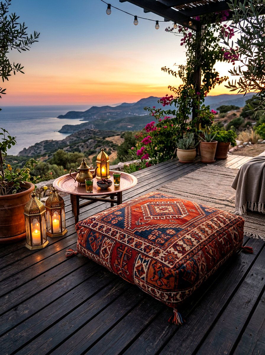 Kilim Floor Cushion For Deck - 30 outdoor floor cushion ideas