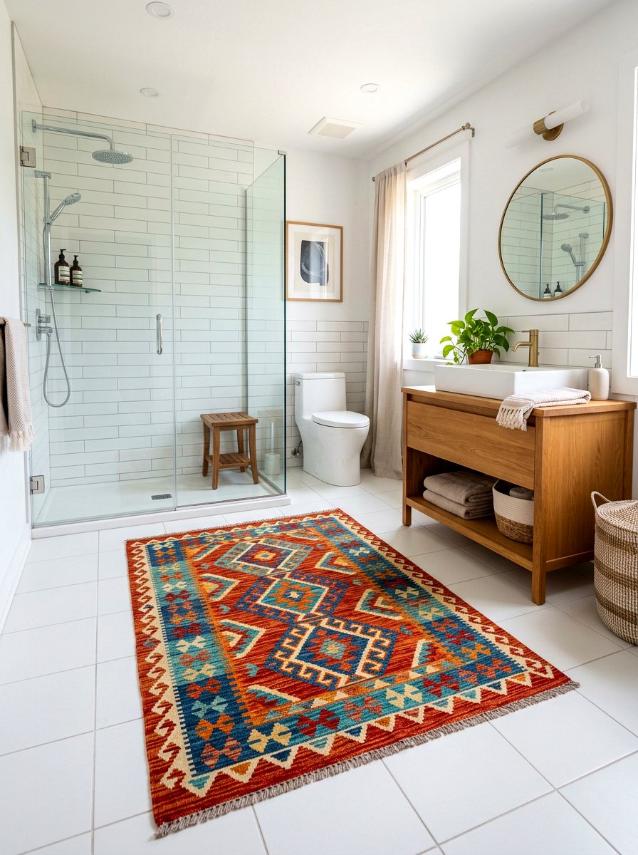 Kilim Rug Bathroom Decor - 30 Moroccan bathroom ideas