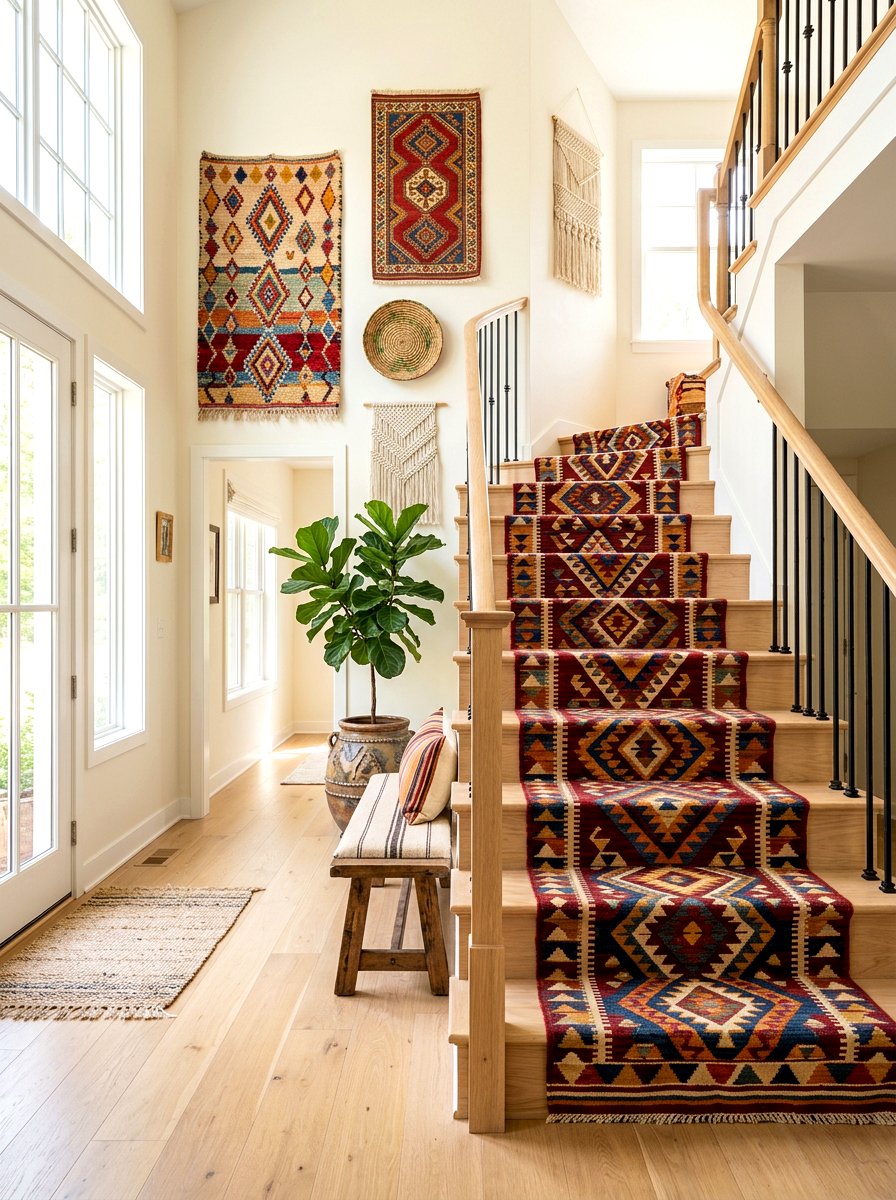 Kilim Stair Runner - 30 vintage stair carpet ideas
