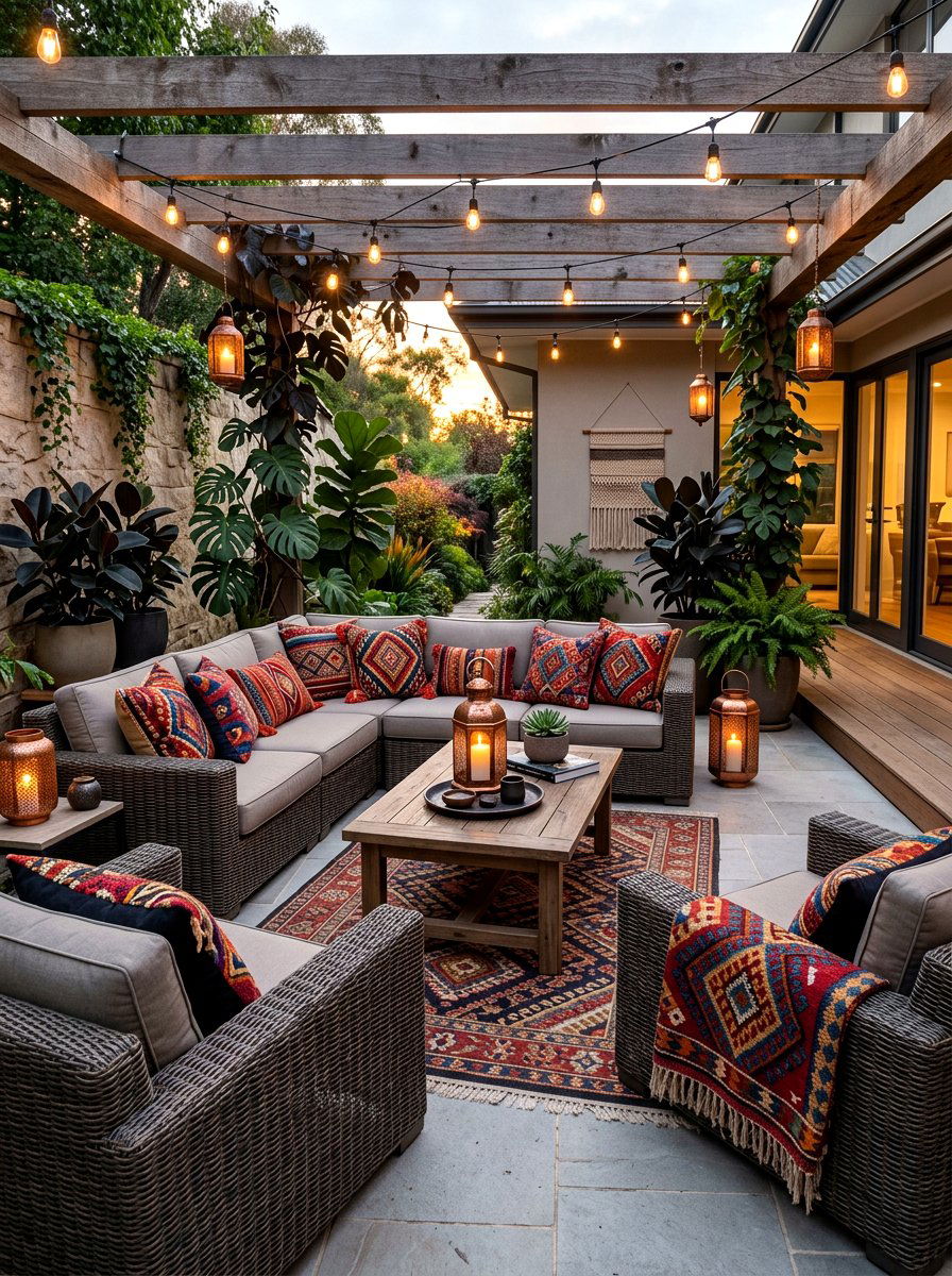 Kilim patio cushion - 30 boho patio cushion ideas