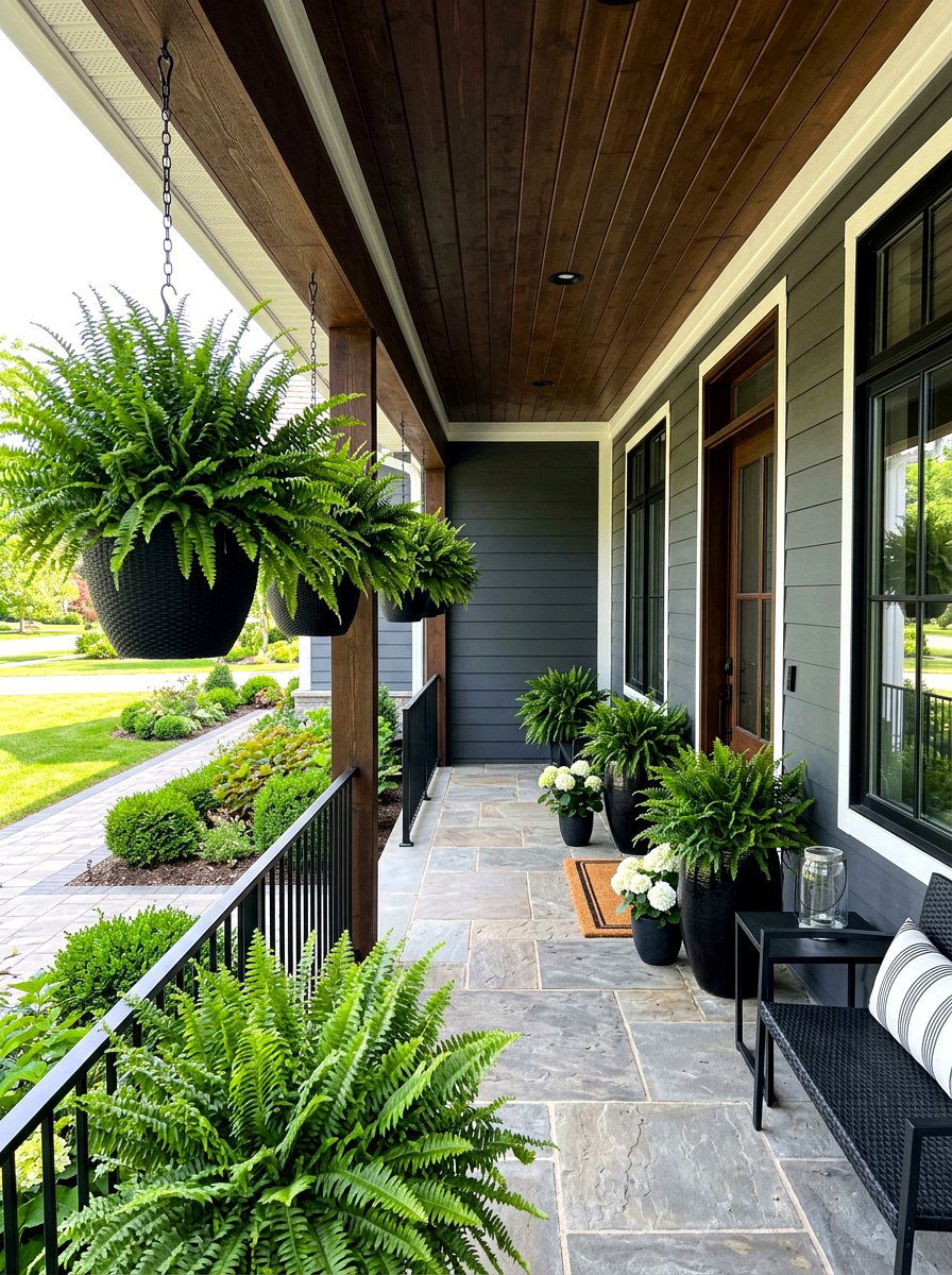 Kimberly Queen Fern Porch - 30 hanging fern porch ideas