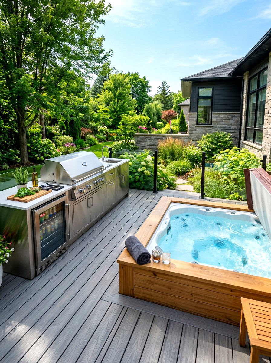 Kitchen And Hot Tub Area - 30 hot tub deck ideas