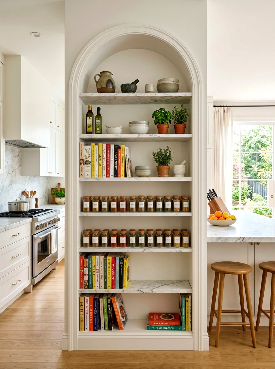 Kitchen Arched Bookshelf - 30 arched bookshelf ideas