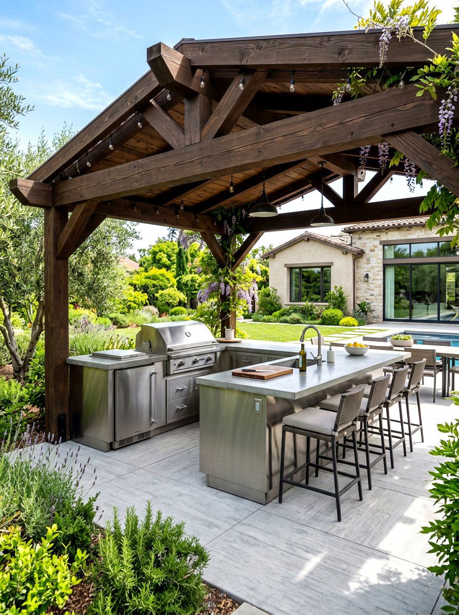 Kitchen Area Pergola - 30 outdoor pergola ideas