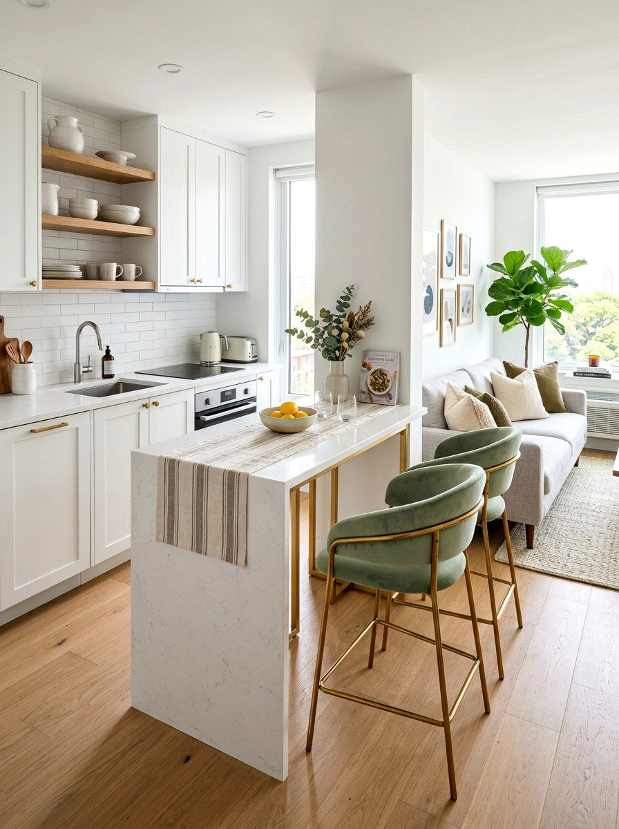 Kitchen Breakfast Bar - 30 tiny apartment kitchen ideas