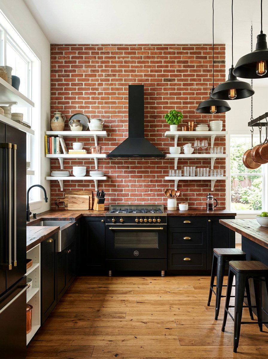Kitchen Brick Backsplash - 30 cozy kitchen ideas