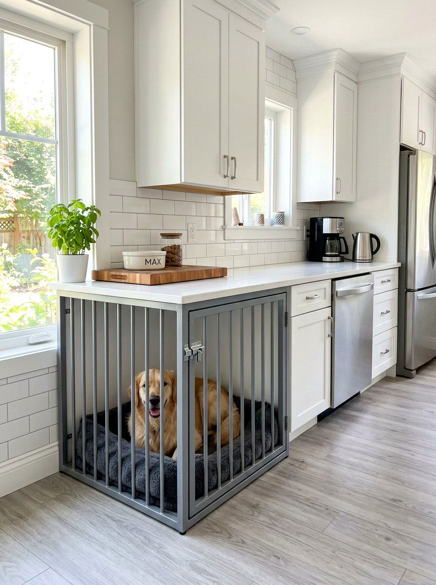 Kitchen Cabinet Dog Crate - 30 built in dog crate ideas