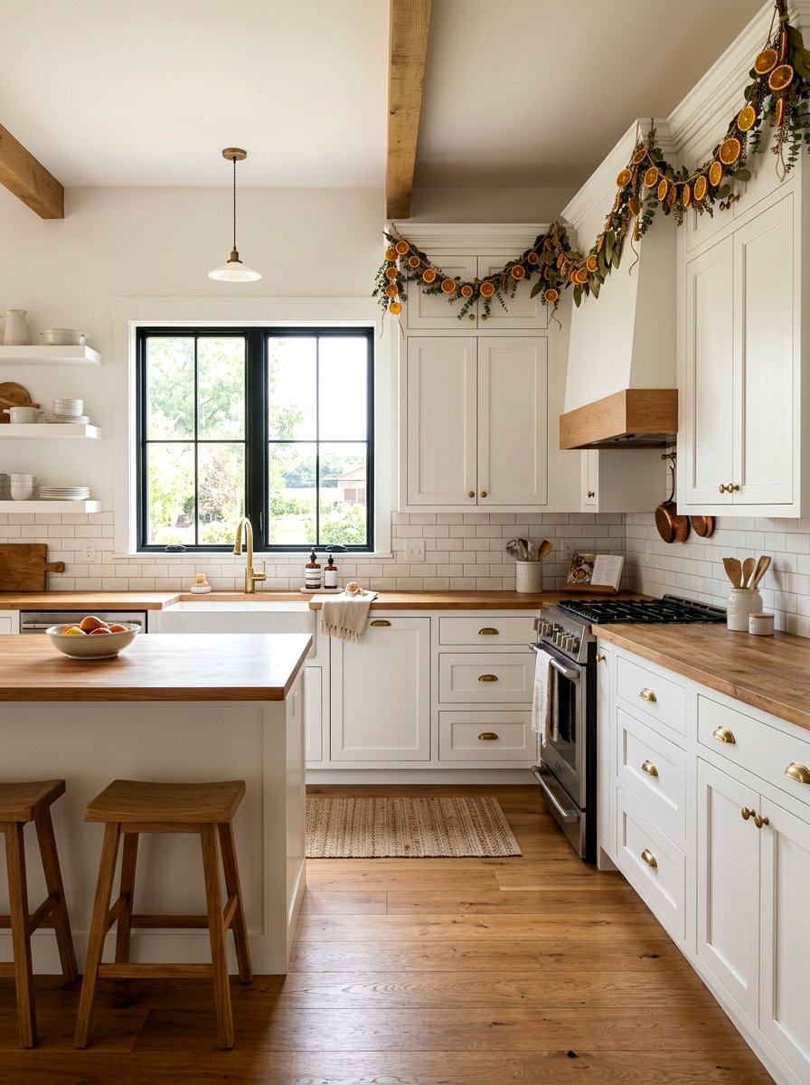 Kitchen Cabinet Garland - 30 dried orange decor ideas