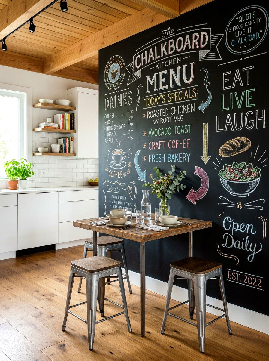 Kitchen Chalkboard Wall - 30 cafe style dining ideas
