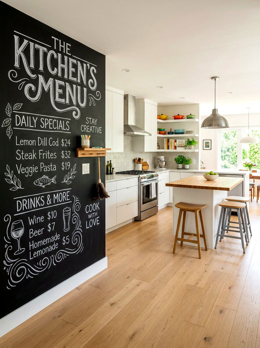 Kitchen Chalkboard Wall - 30 budget kitchen ideas