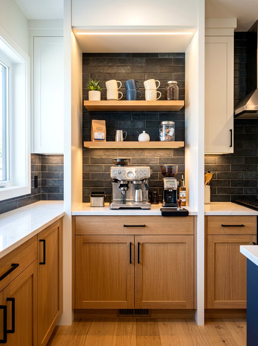 Kitchen Coffee Bar Nook - 30 recessed shelf ideas