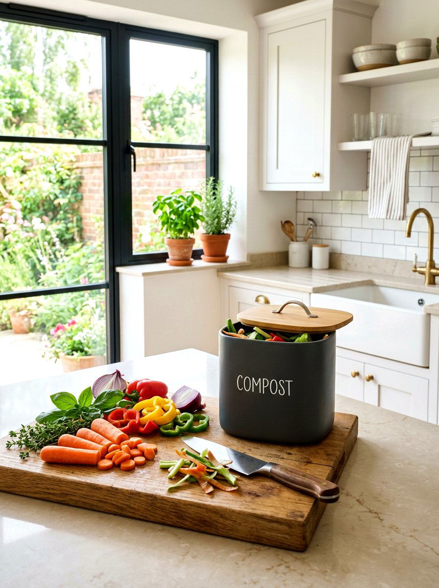 Kitchen Counter Scrap Container - 30 compost station ideas