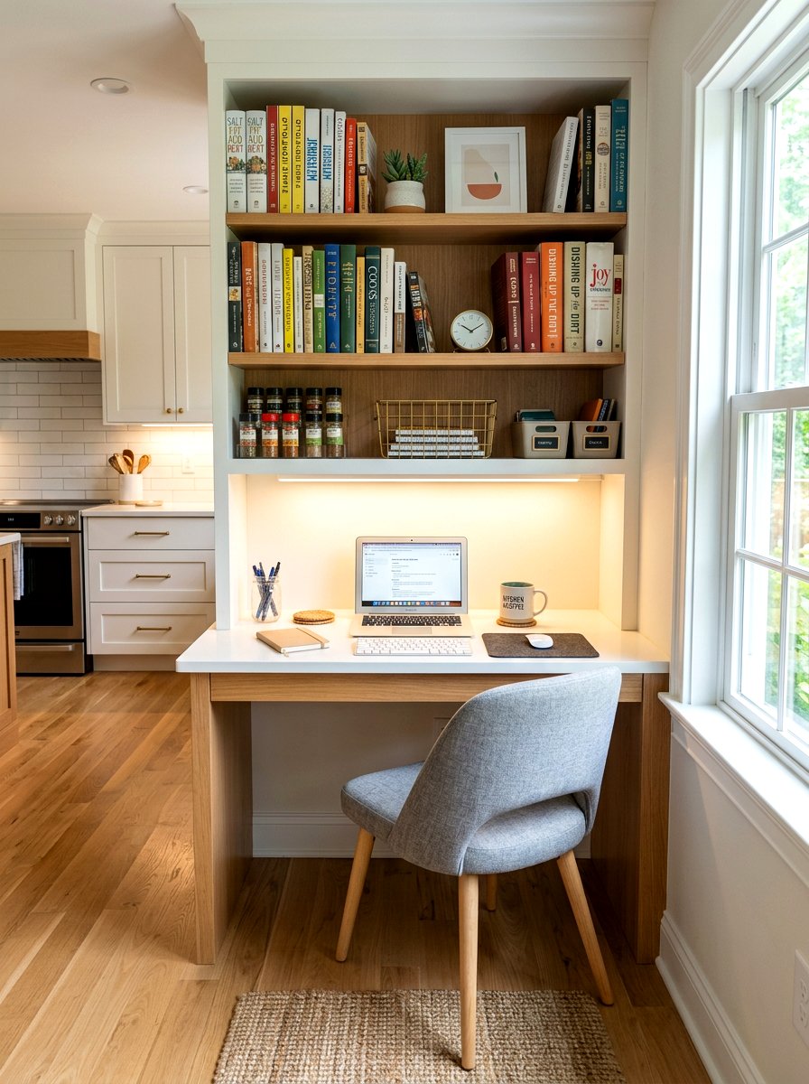 Kitchen Desk Bookshelf - 30 physical cookbook kitchen ideas