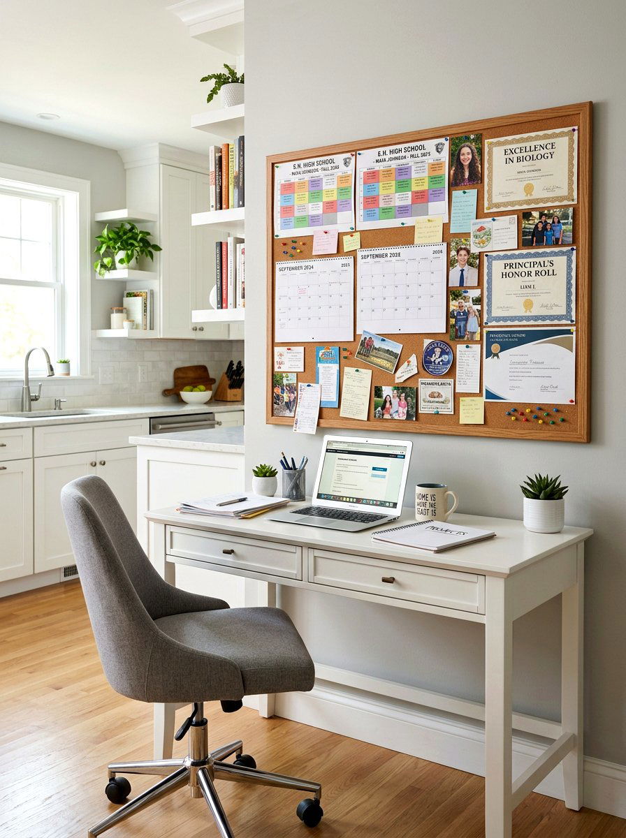 Kitchen Desk With Cork Board - 30 homework station kitchen ideas