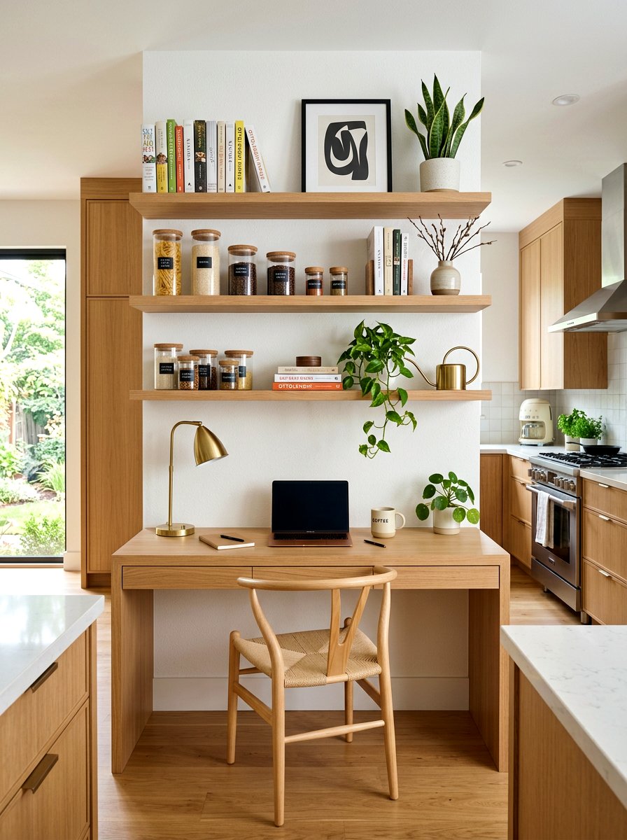 Kitchen Desk With Open Shelving - 30 kitchen desk nook ideas