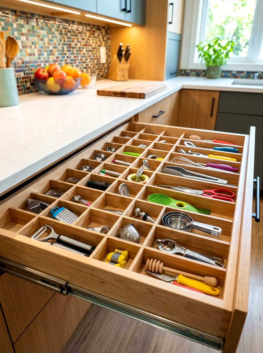 Kitchen Gadget Grid System - 30 kitchen drawer divider ideas