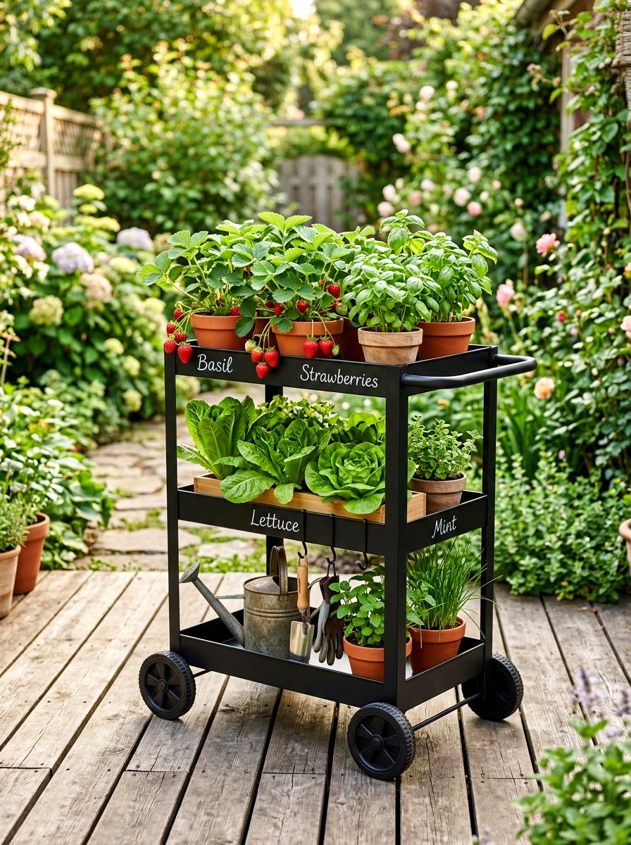 Kitchen Garden Cart Mobile - 30 compact kitchen garden ideas