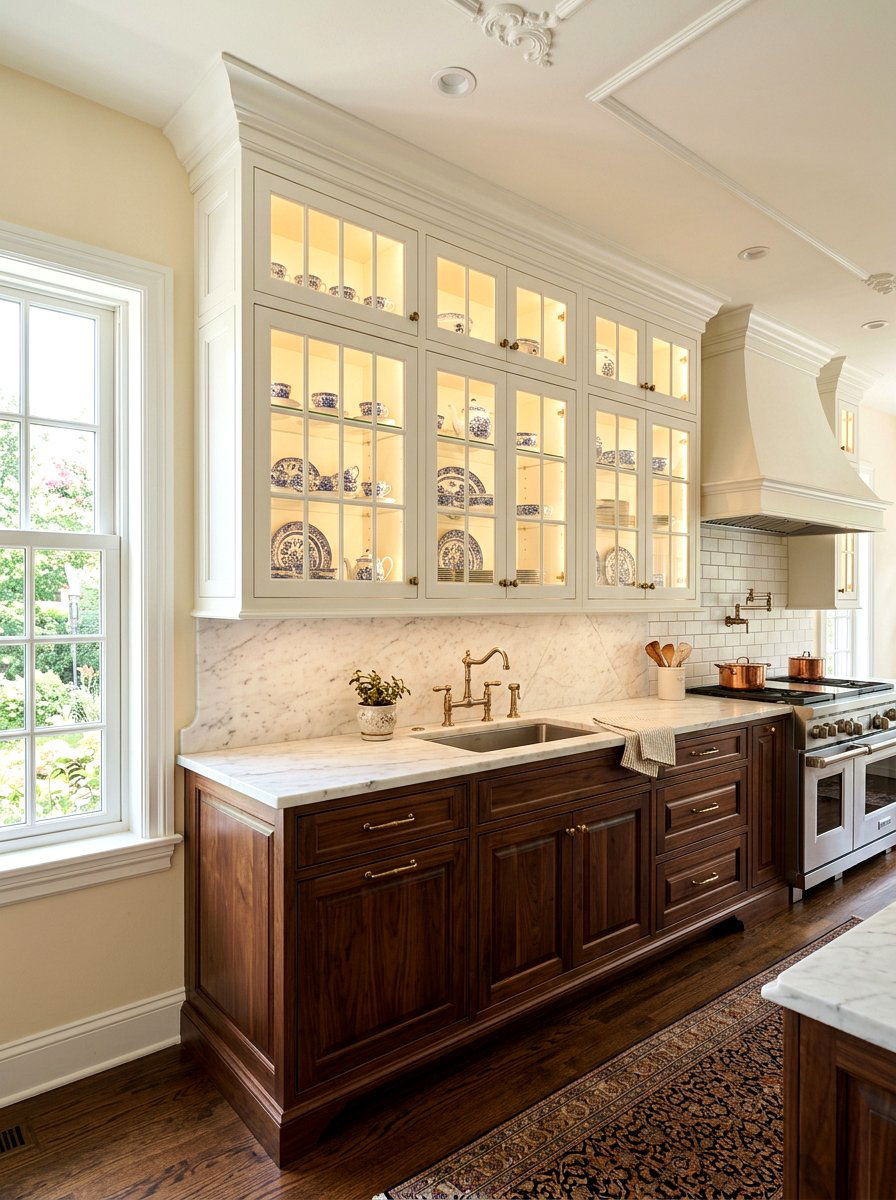 Kitchen Glass Cabinet - 30 cozy kitchen ideas