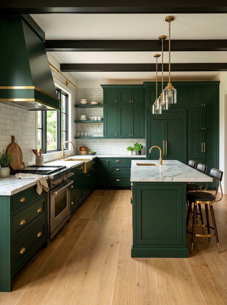 Kitchen Green Cabinet - 30 cozy kitchen ideas