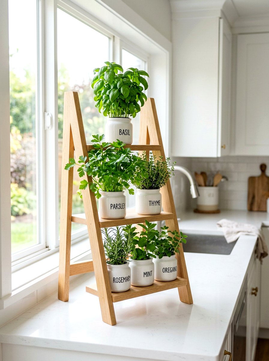 Kitchen Herb Garden Ladder - 30 ladder planter ideas