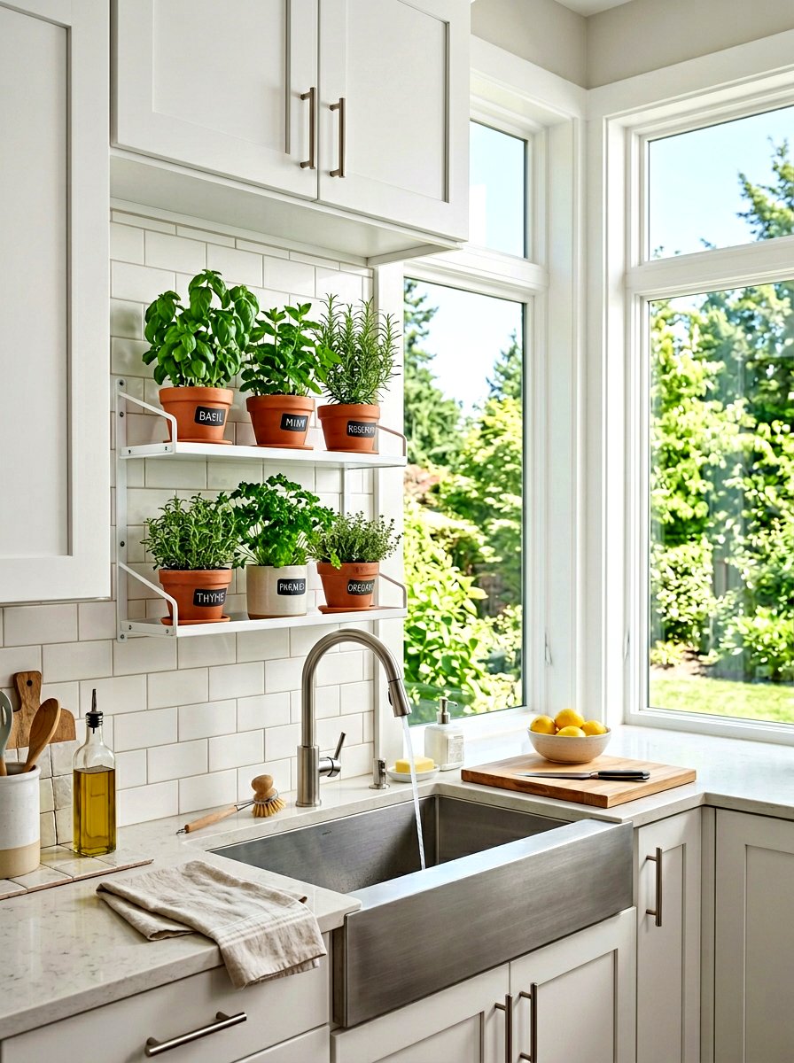 Kitchen Herb Garden Shelf - 30 houseplant shelf ideas