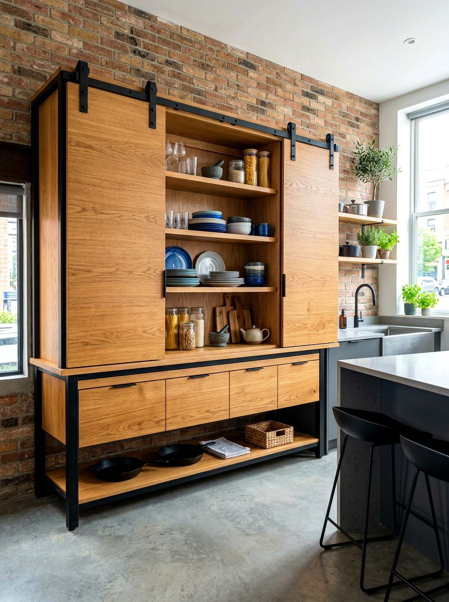 Kitchen Hutch With Sliding Doors - 30 hutch kitchen storage ideas