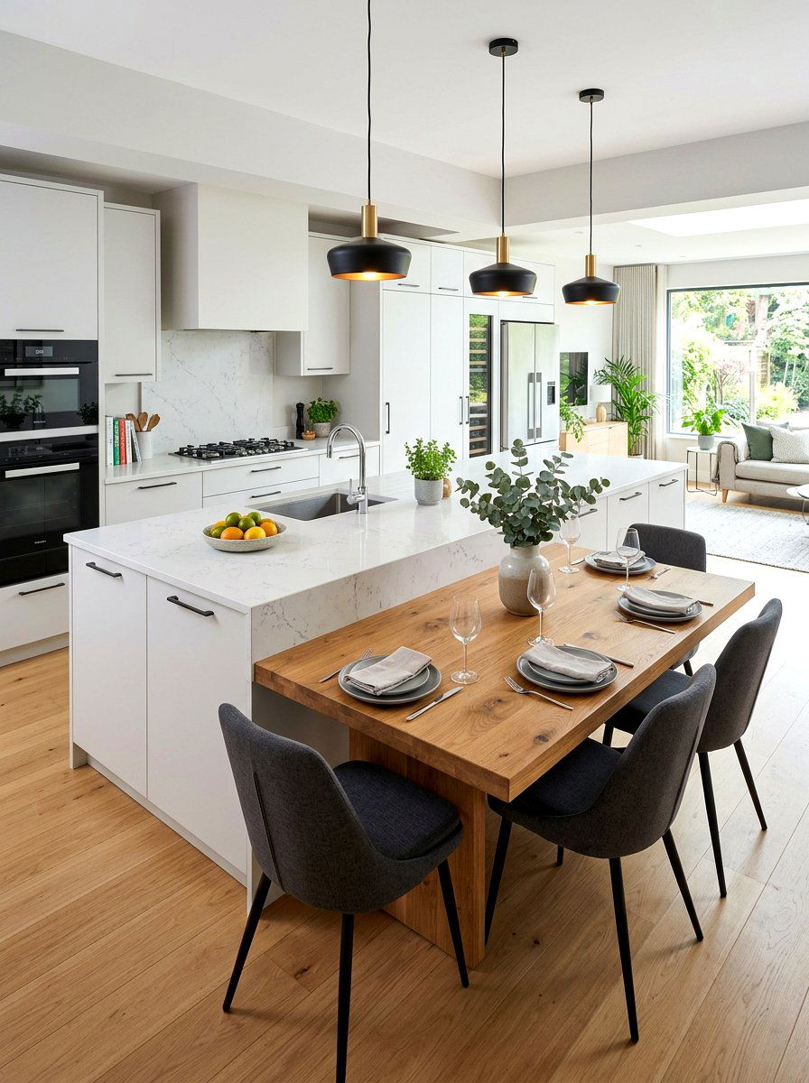 Kitchen Island Attached Seating - 30 cozy breakfast corner ideas