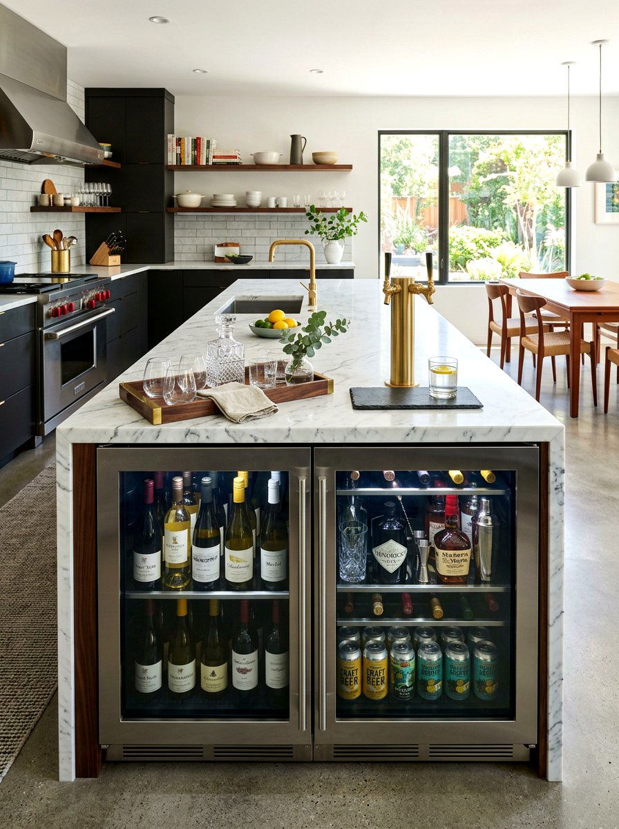 Kitchen Island Beverage Station - 30 cocktail corner ideas