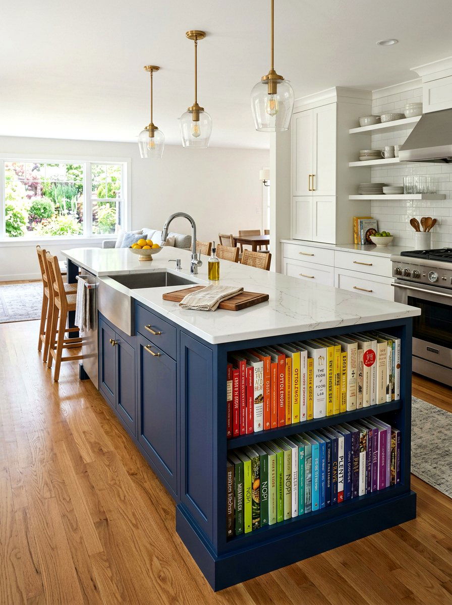 Kitchen Island Bookshelf - 30 kitchen cookbook storage ideas