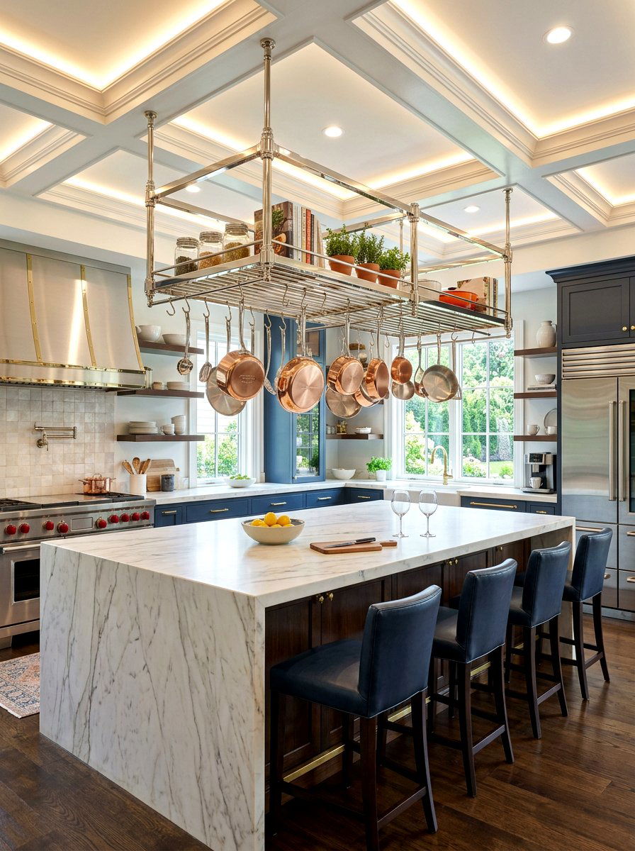 Kitchen Island Center Rack - 30 hanging pot rack ideas