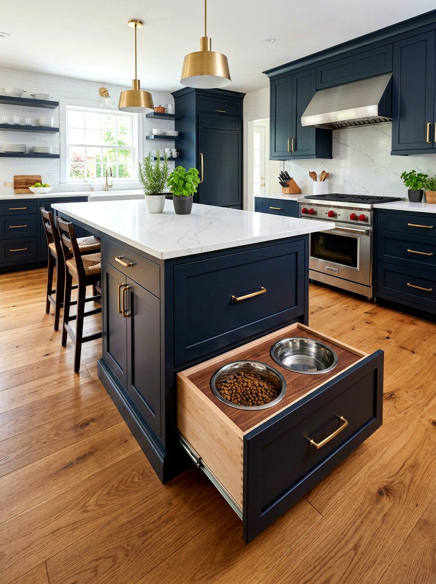 Kitchen Island Dog Bowl Drawer - 30 dog bowl drawer ideas