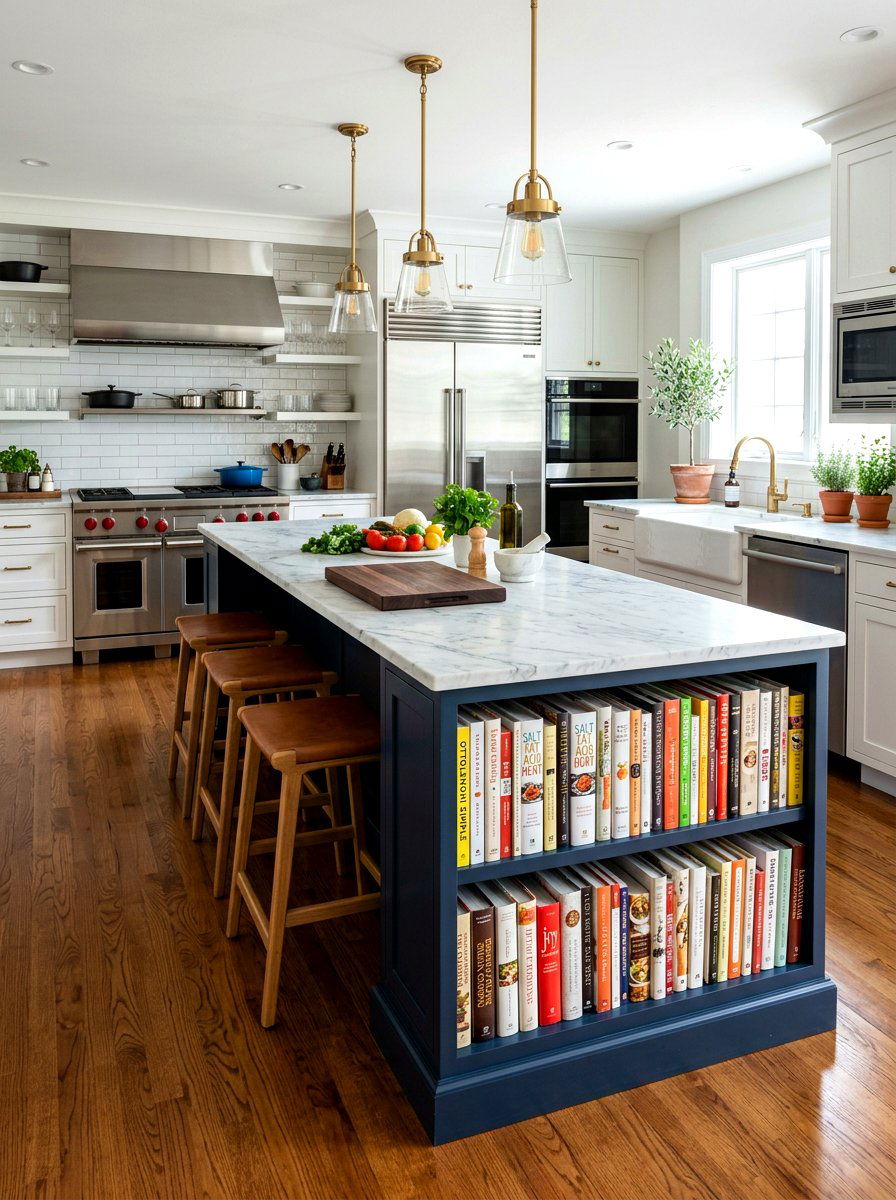 Kitchen Island End Shelf - 30 cookbook kitchen shelf ideas