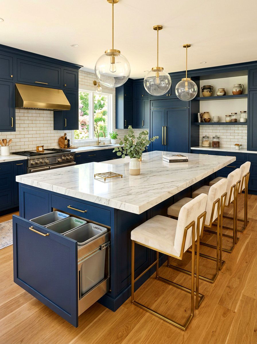 Kitchen Island Integrated Recycling - 30 hidden recycling bin ideas