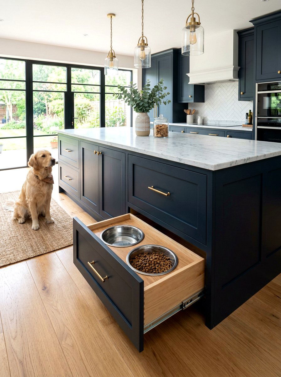 Kitchen Island Pet Bowl Drawer - 30 pet feeding drawer ideas aesthetic