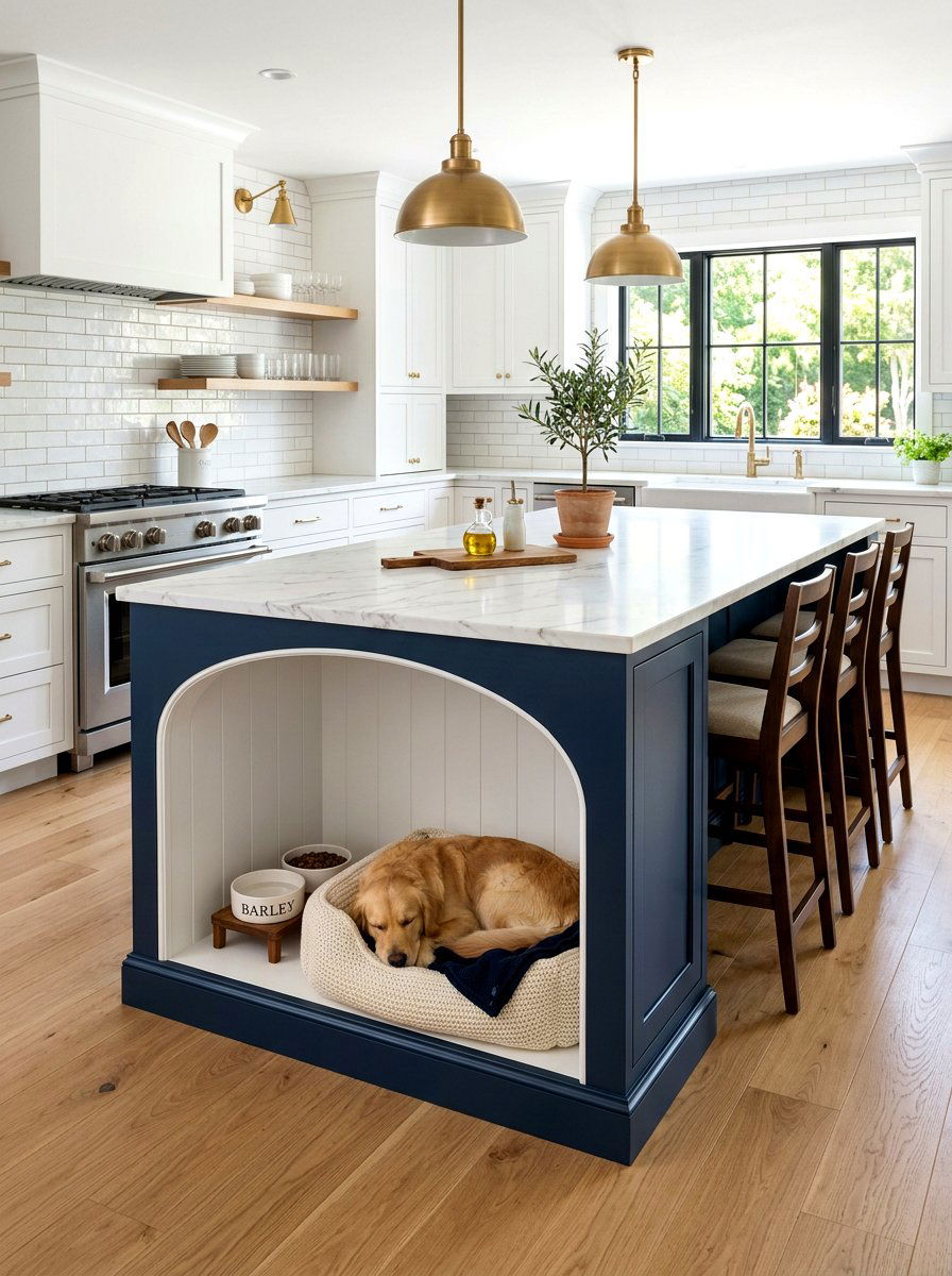 Kitchen Island Pet Nook - 30 pet bed nook ideas
