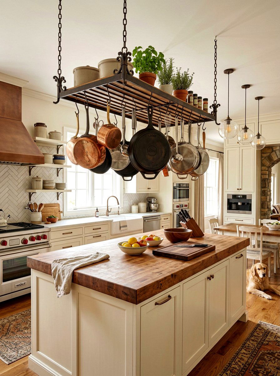 Kitchen Island Pot Rack - 30 ceiling pot rack ideas