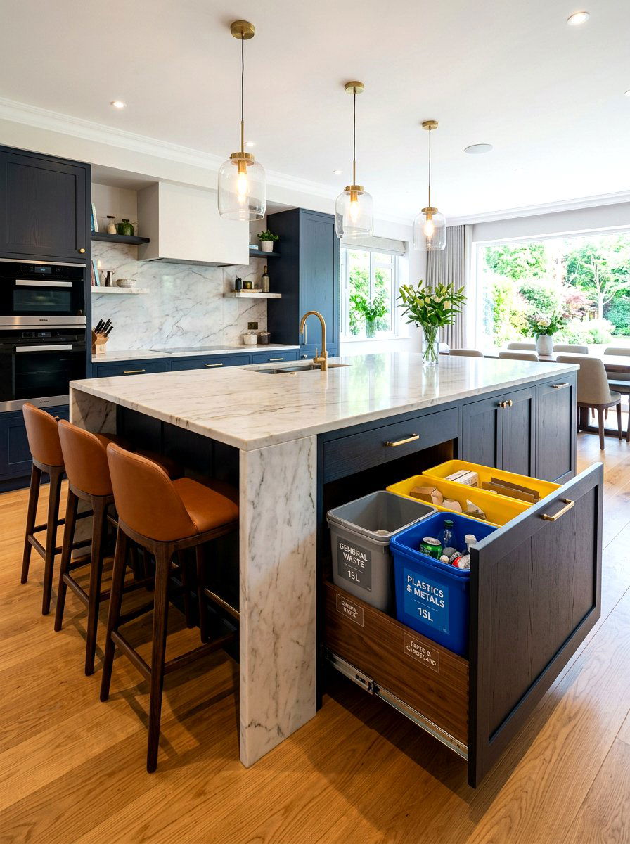 Kitchen Island Recycling Drawer - 30 recycling station ideas