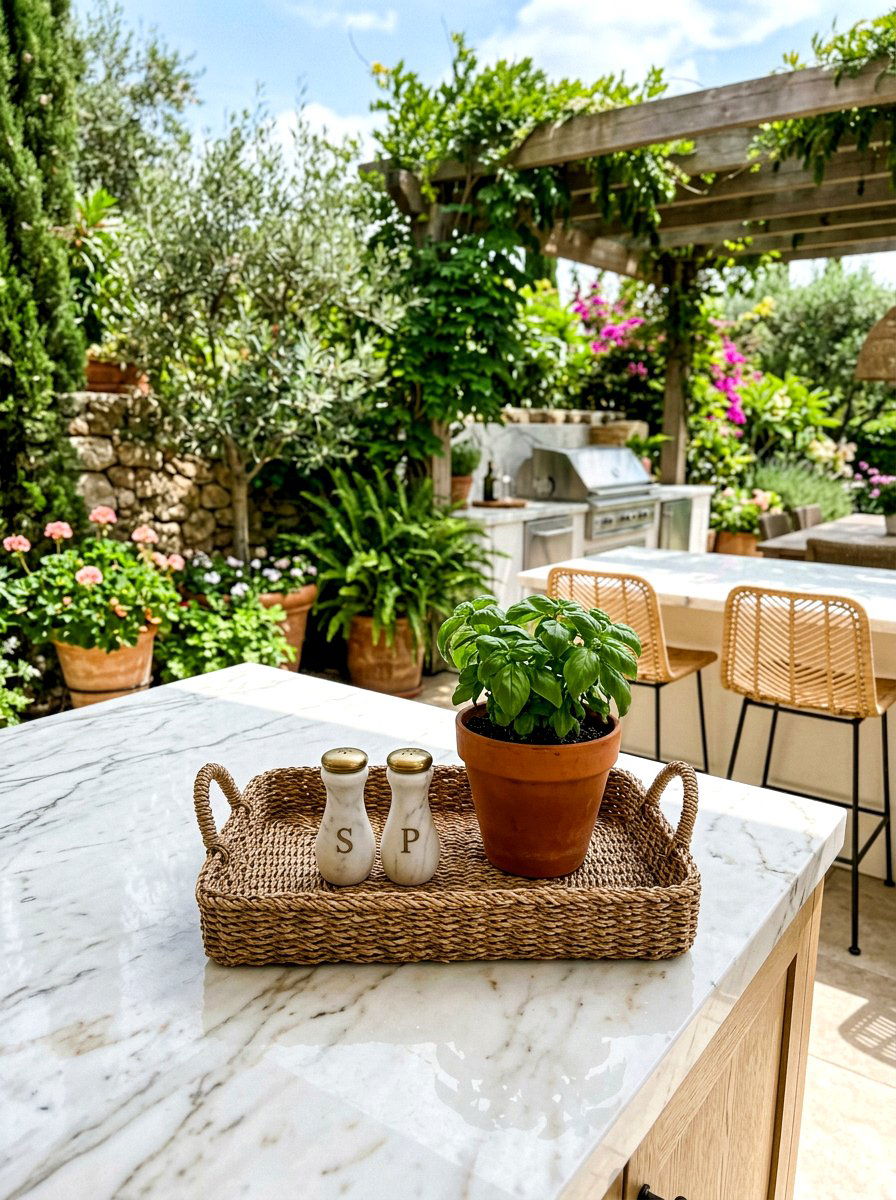 Kitchen Island Seagrass Tray - 30 woven tray decor ideas
