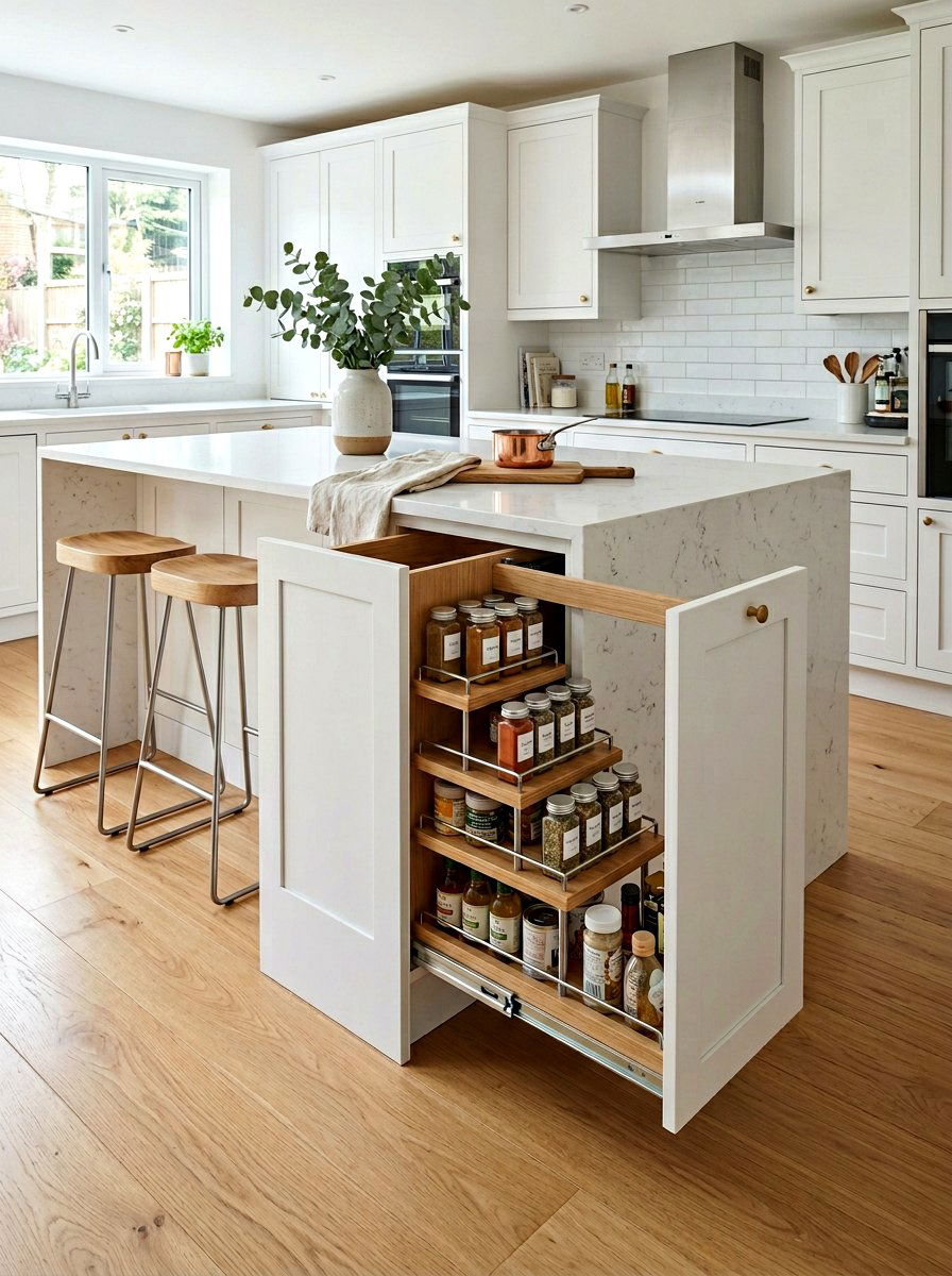 Kitchen Island Tiered Shelving - 30 under island storage ideas