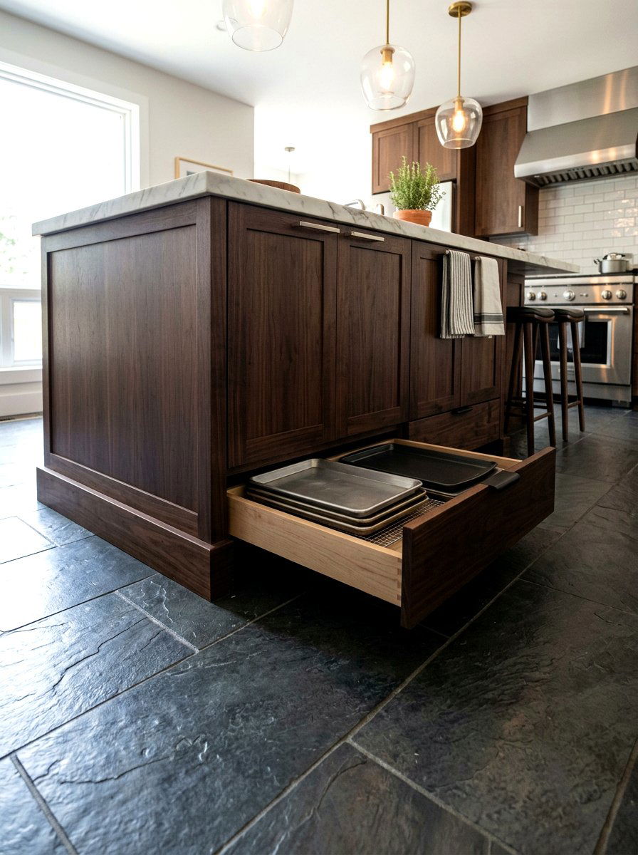 Kitchen Island Toe Kick Drawers - 30 under island storage ideas